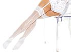 Romantiske stockings, gjennomsiktig nylon, blondekant, mønstret bak-søm, kubansk hæl